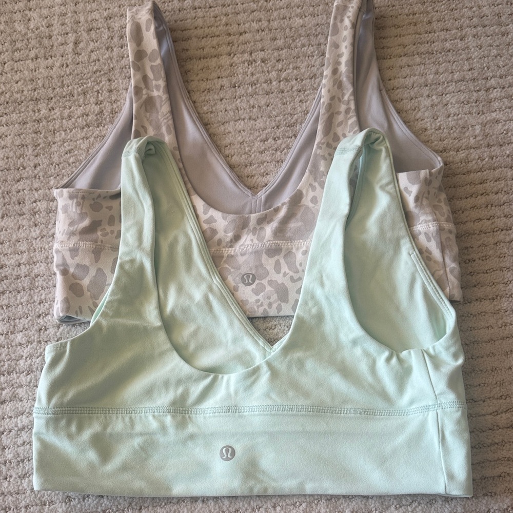lululemon athletica Align V-neck Mint Green and Gray Sports Bras